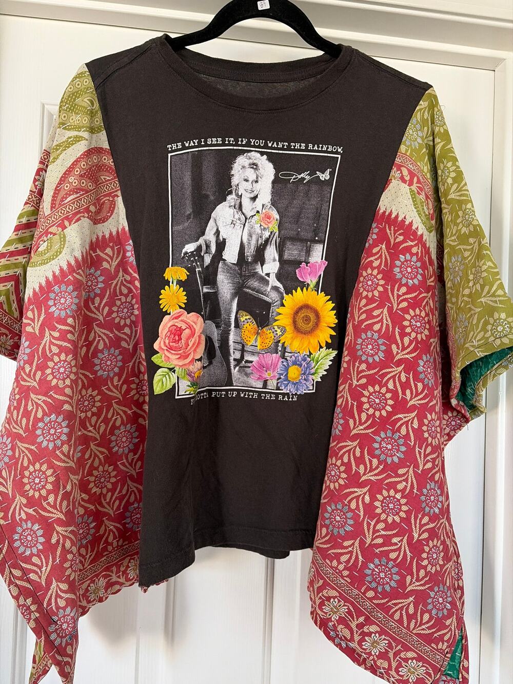 Dolly Parton Upcycled Kantha Tunic Top Shirt OS Handmade Boho